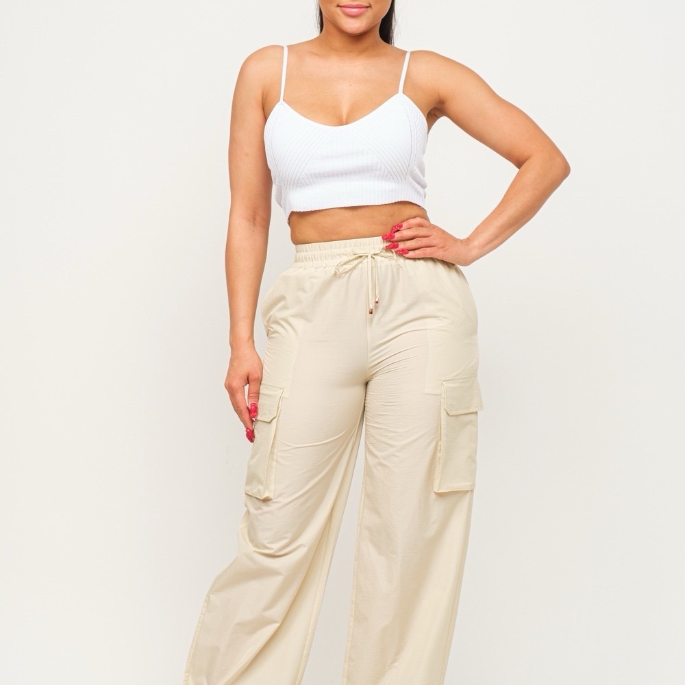 Hera Collection Cream Wide Leg Cargo Pants
